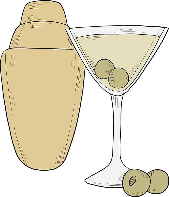 Martini glass and shaker