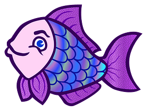 Multicolored Shimmer Fish with Purple Fins and Tail