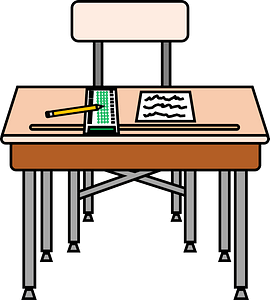 School Desk and Chair with Scantron and Test