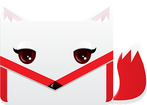White Fox with Red Trim and Tail