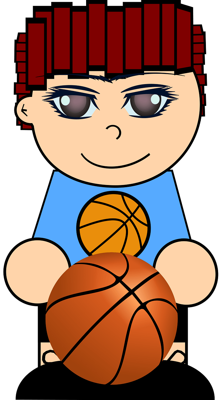 Brown Haired Boy with a Basketball