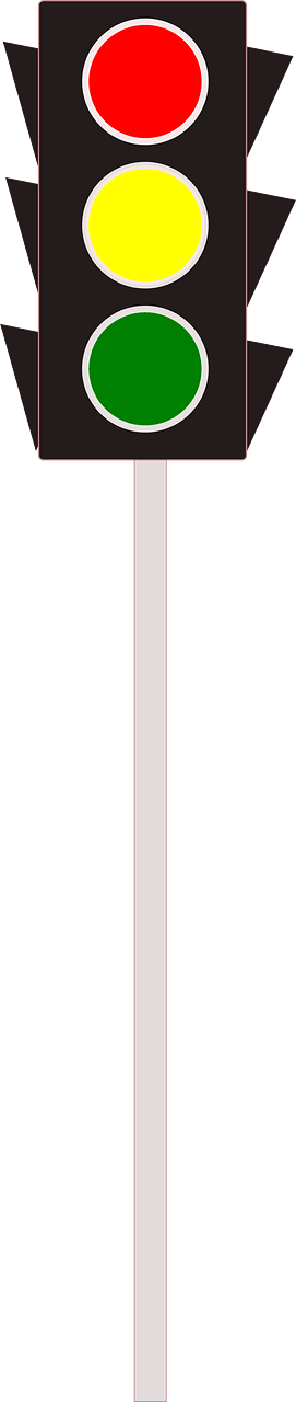Traffic light on a post