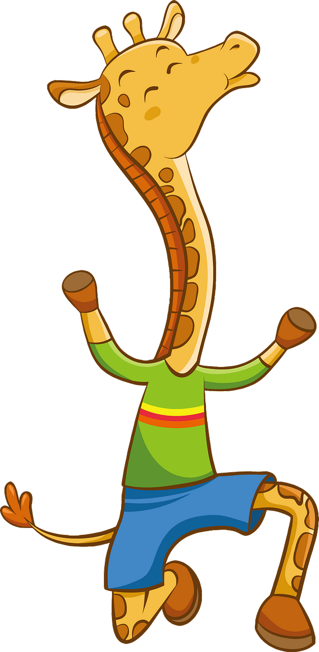 Giraffe Wearing T-shirt and Shorts