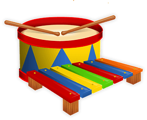 Colorful Toy Drum and Xylophone