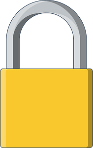 Yellow Locked Padlock