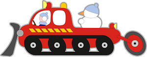 Red Bubble Snowplow with Tracks
