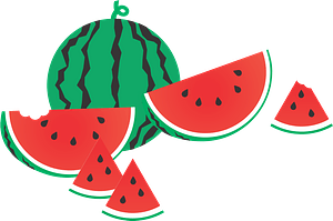 Whole Watermelon and Cut Wedges