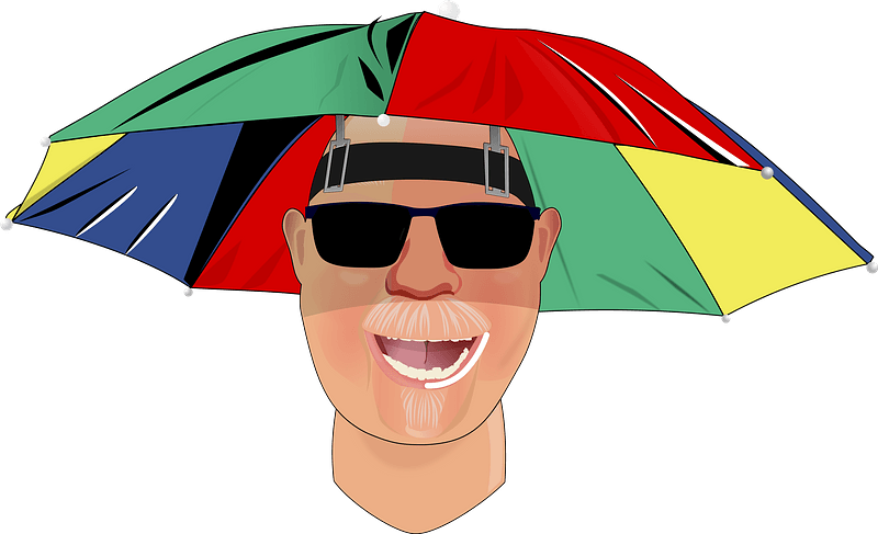 Man under a Rainbow Umbrella Hat