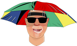 Man under a Rainbow Umbrella Hat
