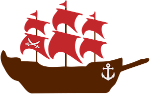 Sailing Ship with Red Sails
