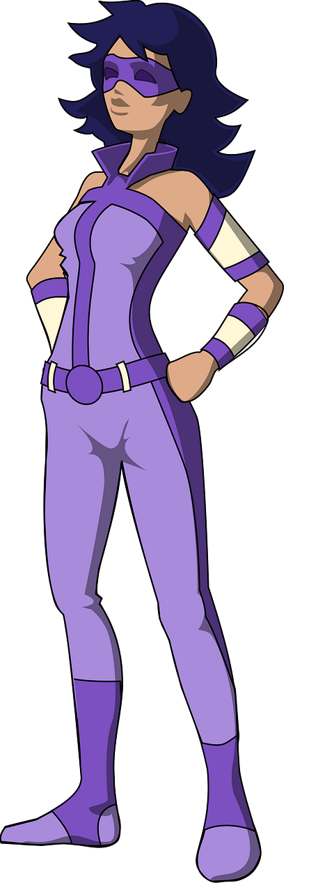 Woman Superhero Dressed All in Purple
