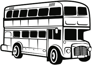 Double-Decker Bus - Black and White