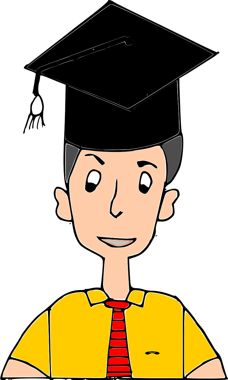 Male Graduate in a Yellow Shirt Wearing a Black Mortarboard