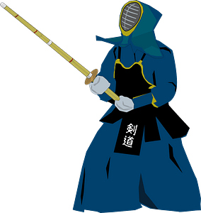 Fencer in His Gear Holding a Yellow Sword