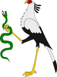 Secretarybird Holding Snake