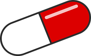 Red and White Pill Capsule