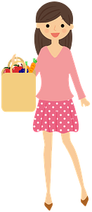 Girl Holding a Brown Bag Full of Fruits and Vegetables