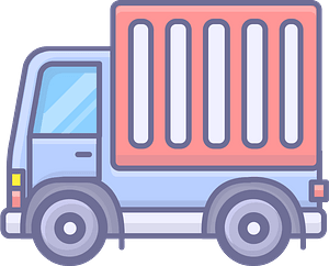 Blue Truck with Red Trailer