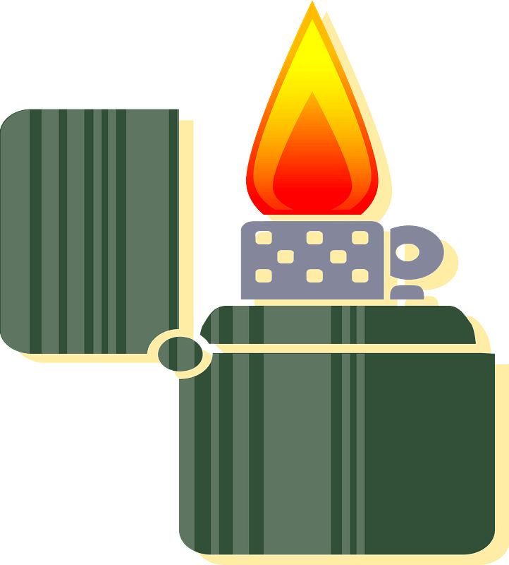 Green Lighter - Open and Lit
