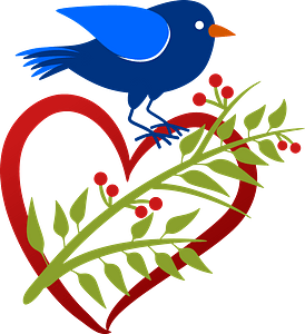 Blue Bird on a Heart