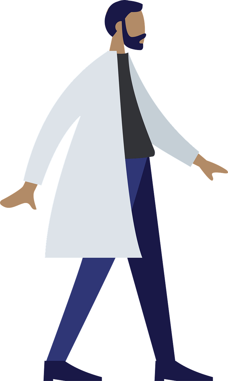 Doctor in a Lab Coat Walking