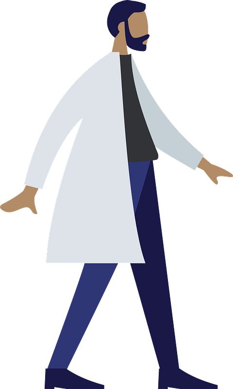 Doctor in a Lab Coat Walking