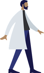 Doctor in a Lab Coat Walking