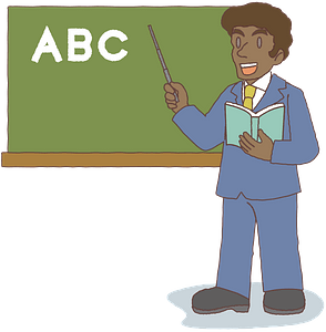 African teacher at the Chalkboard