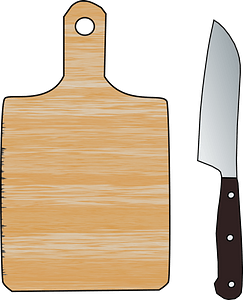 Cutting board and knife