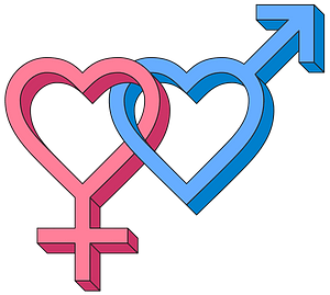 3D Isometric Intertwined Gender Hearts