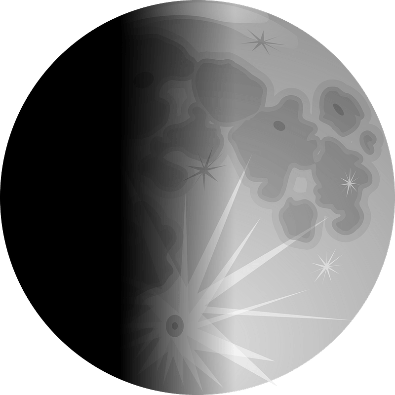 First Quarter Moon - Grayscale