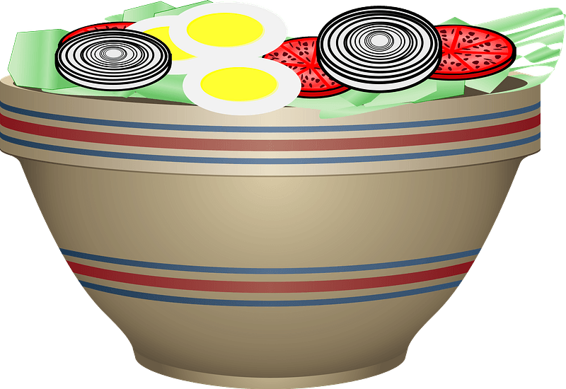 Salad in Stone Crockery Bowl