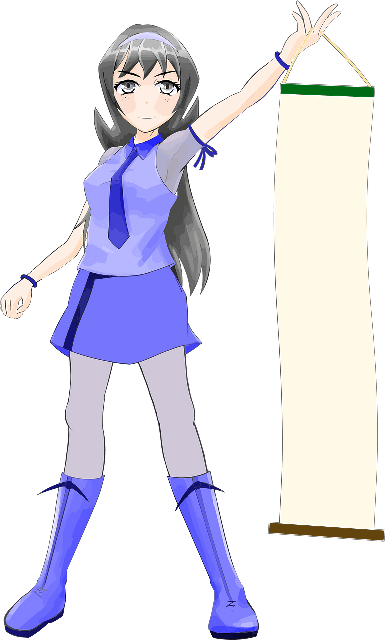 Anime Girl with a Banner