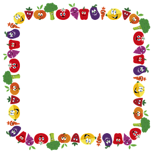 Anthropomorphic Fruits and Vegetables Frame  - Square