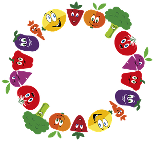 Anthropomorphic Fruits and Vegetables Frame Large