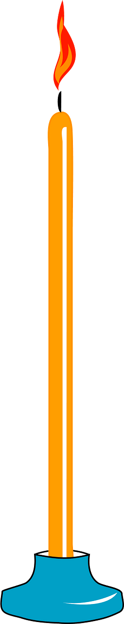 Thin Orange Taper Candle with Flame