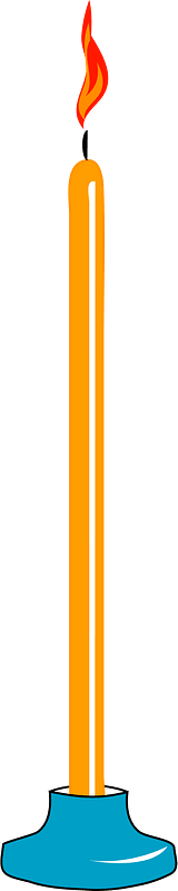 Thin Orange Taper Candle with Flame