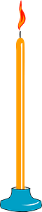 Thin Orange Taper Candle with Flame