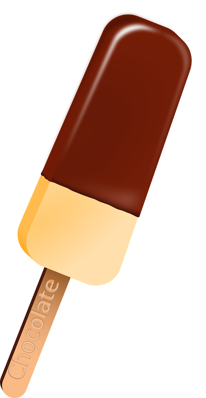 Chocolate covered ice cream on a stick