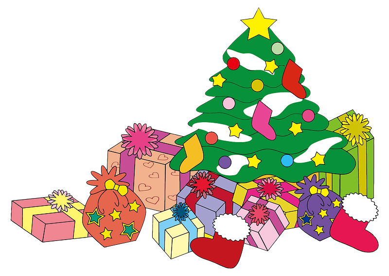 Christmas Tree and Presents Illustration