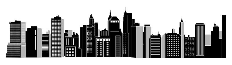 Cityscape Skyline - Black and White