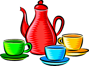 Colorful Coffee Pot and Cups