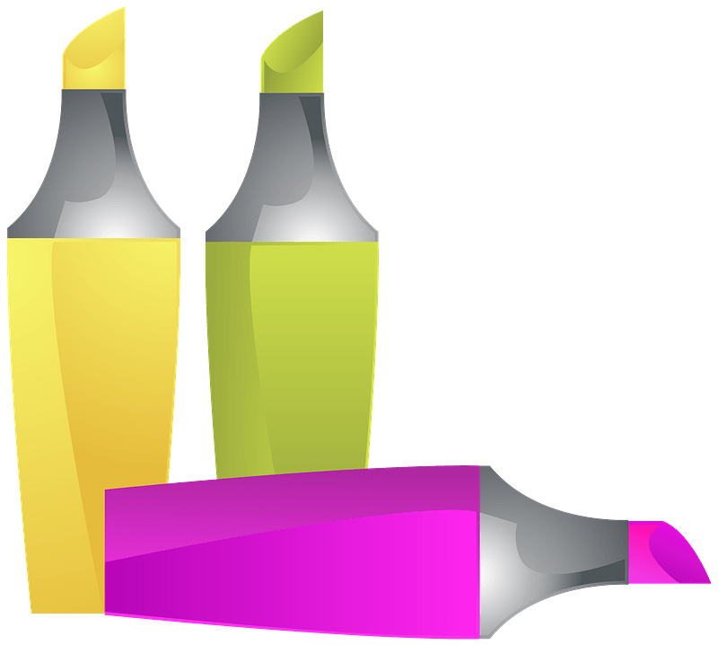 Yellow, Green, and Pink Highlighters