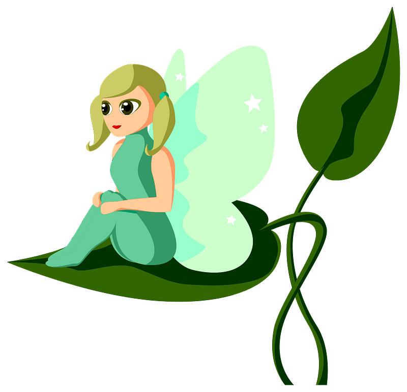Female Fairy Sitting on Leaf