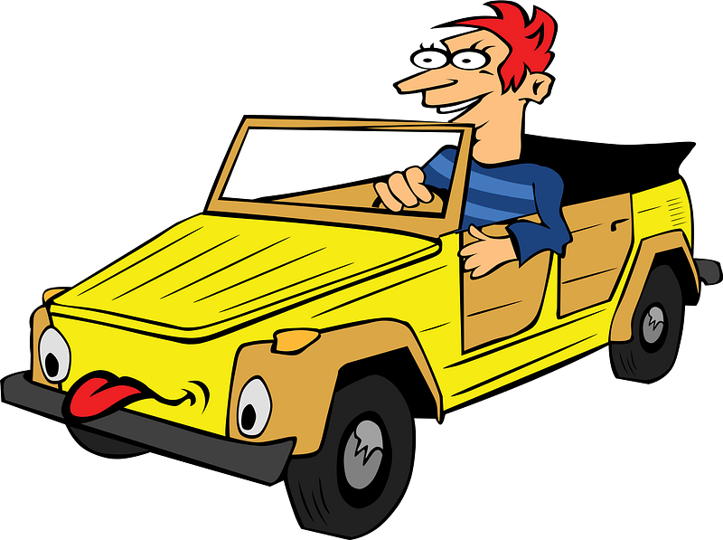 Boy Driving Car Cartoon