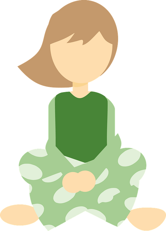 Girl in Pajamas Sitting Cross Legged