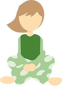 Girl in Pajamas Sitting Cross Legged