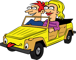 Girl and Boy in Self Driving Car