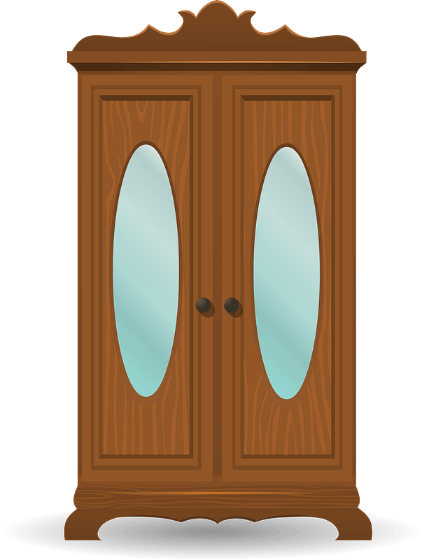 Glitch Simplified Tall Cabinet with Shiny Oval Mirrors