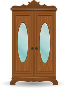 Glitch Simplified Tall Cabinet with Shiny Oval Mirrors